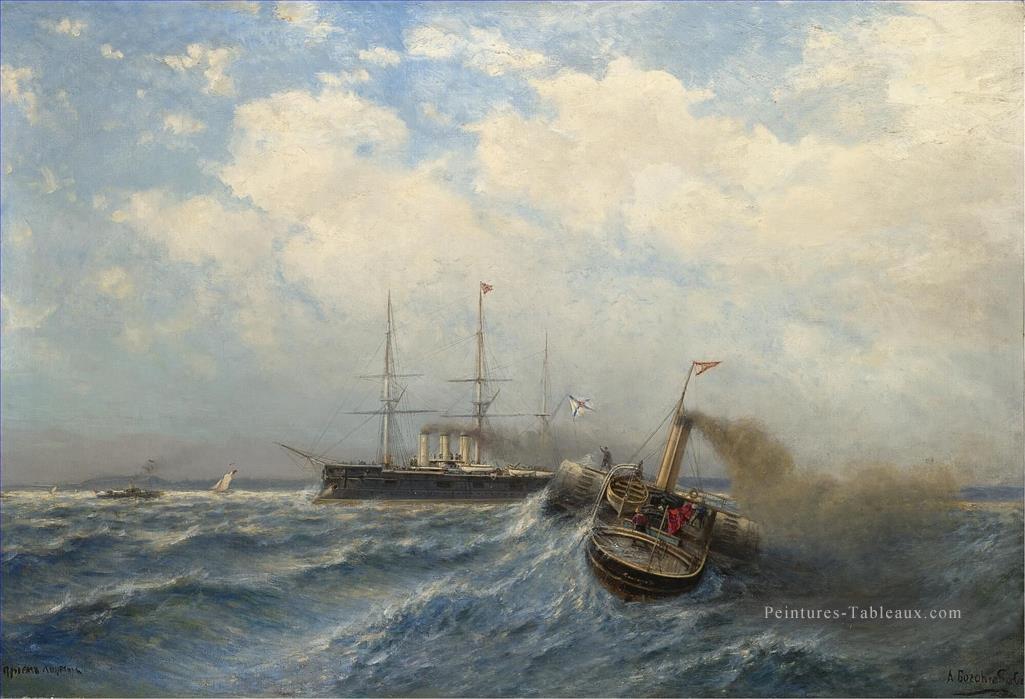 TAKING THE PILOTS ON BOARD Alexey Bogolyubov bateaux navires Peintures à l'huile